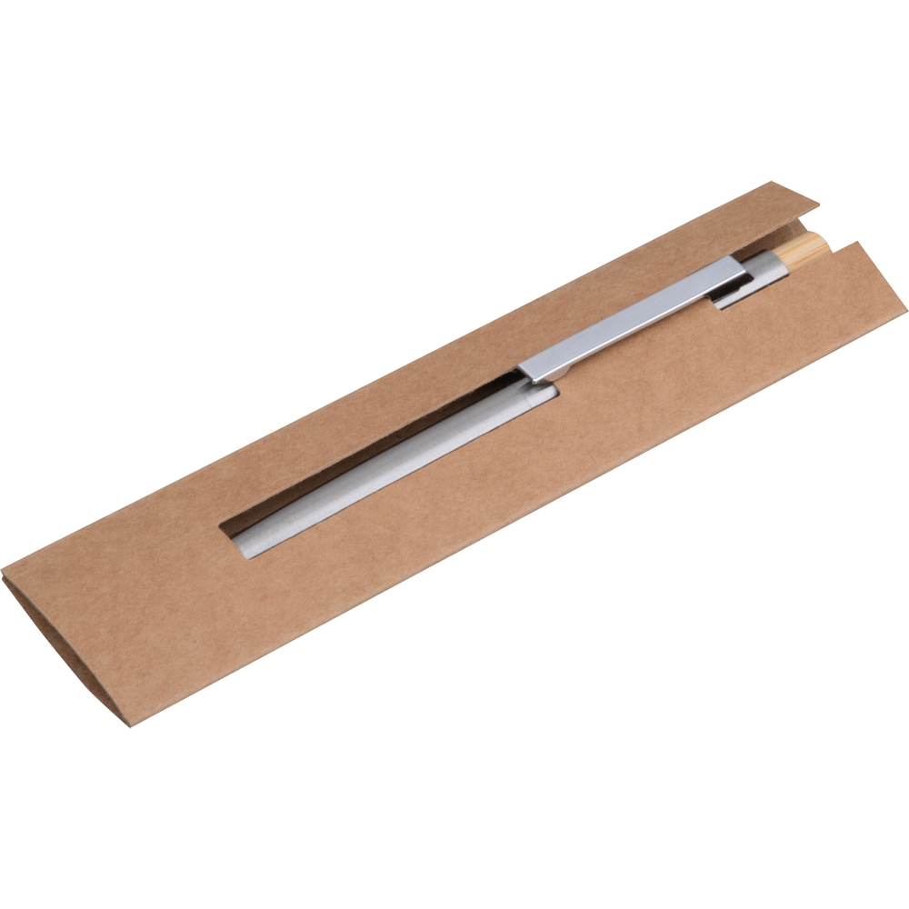 Recycelter Edelstahl Kugelschreiber mit Bambusdrücker SAVANNAH