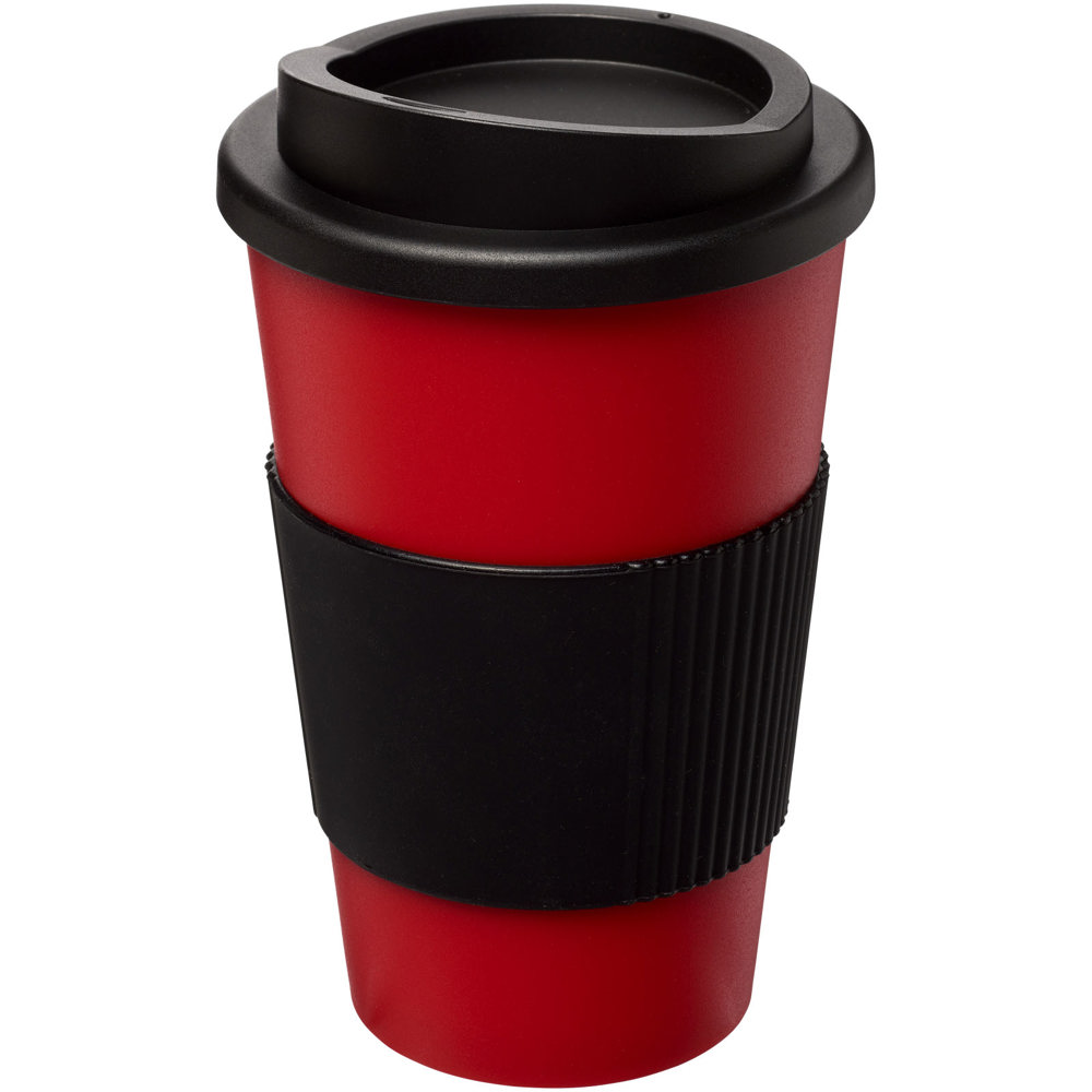 Americano® 350 ml Isolierbecher mit Schutzring - rot, schwarz