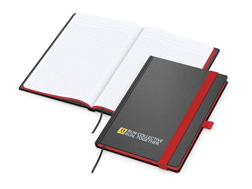 Notizbuch Color-Book, A5, Winkelkaro, rot, Siebdruck-Digital