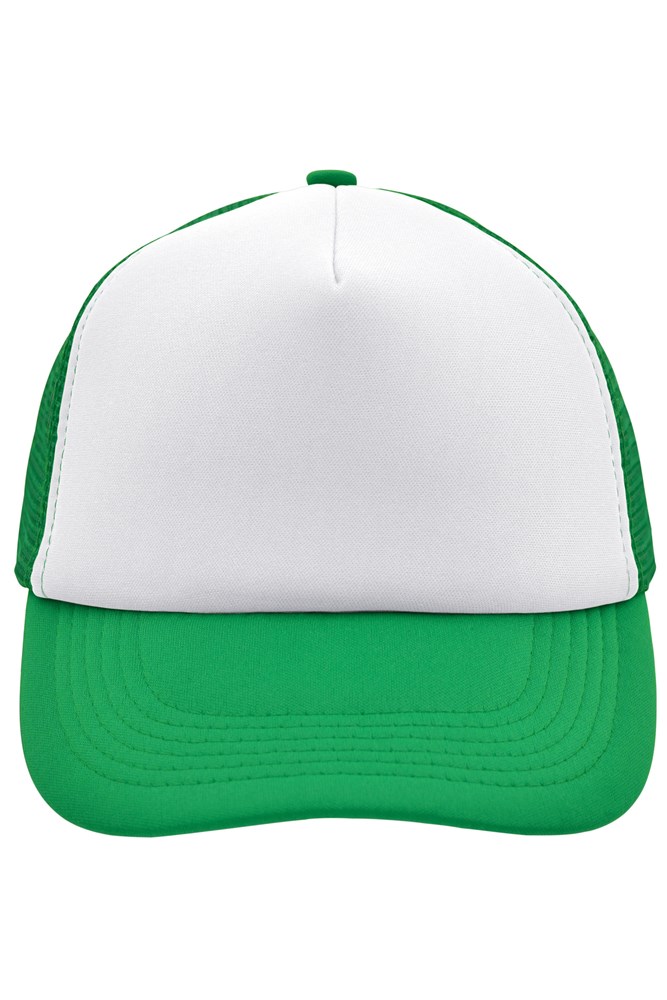 5 Panel Polyester Mesh Cap - White/fern-green (ca. Pantone whiteC
347C)