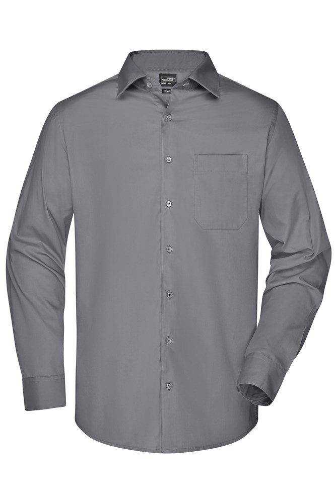Men's Business Shirt Long-Sleeved - Steel (ca. Pantone 423U)