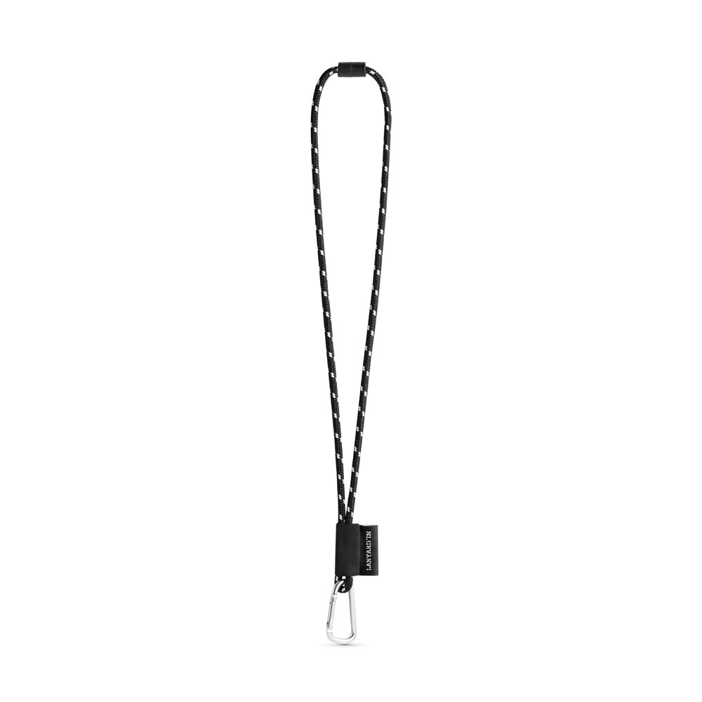 75091. SET Lanyard NAUTIC Long (Ø 7 mm) mit 55 mm D-förmigem Karabiner und Ø 7 mm Sicherheitsverschluss - Schwarz, Weiß