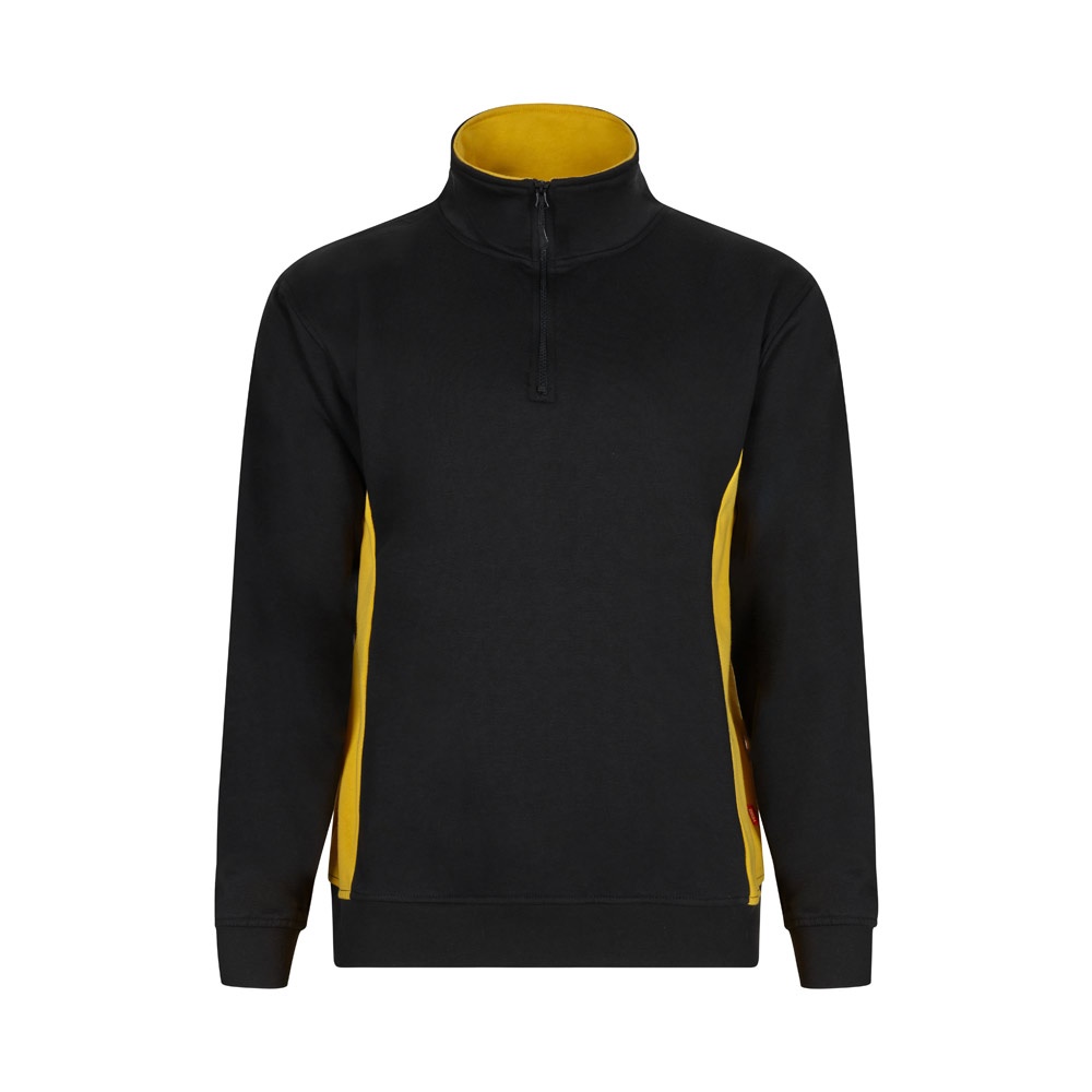 VL SVAROG. Zweifarbiges Frottee-Sweatshirt (260 g/m²), aus Polyester (65 %) und Baumwolle (35 %) - schwarz, gelb