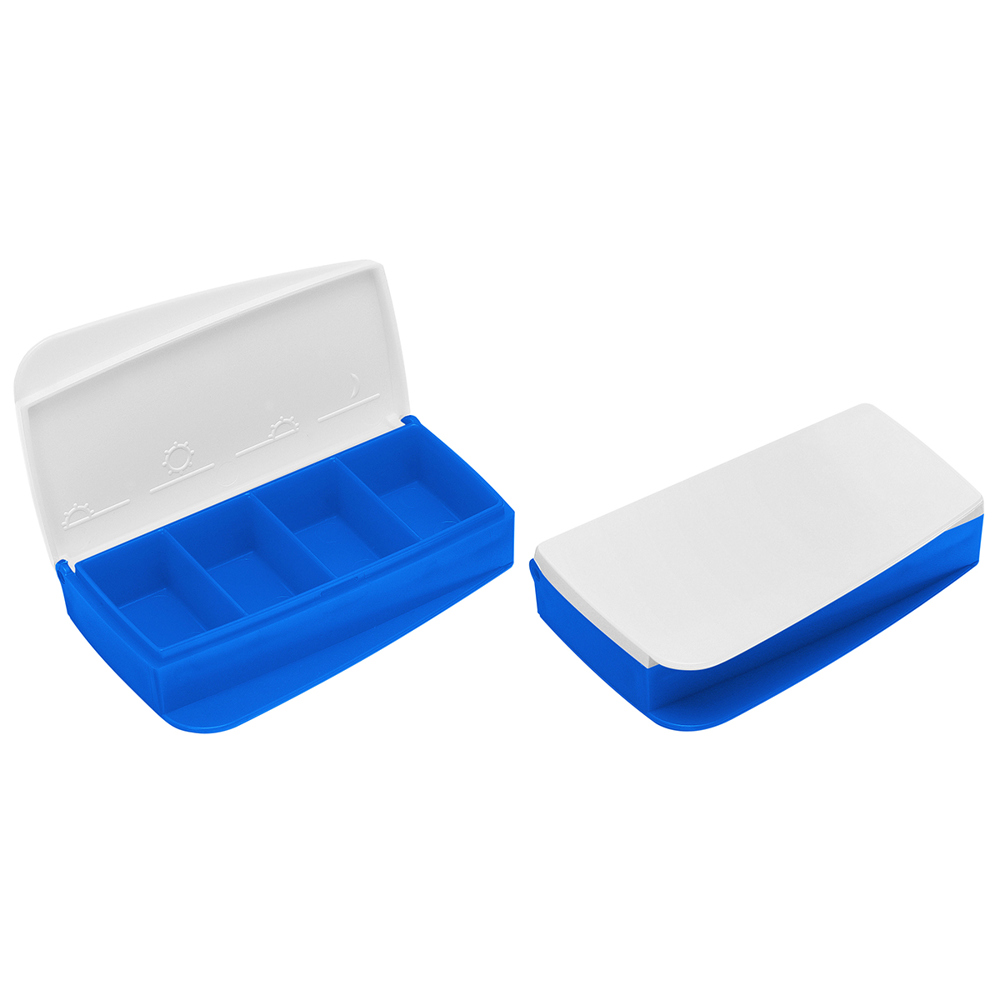 Pillendose "Alpha" - Weiß/blau