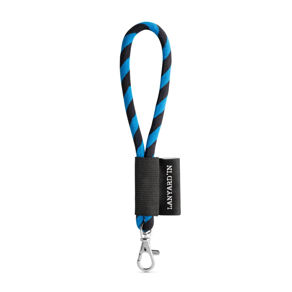 75090. SET Lanyard TUBE Short (Ø 7 mm) mit 9 mm Schnapperkarabiner - Schwarz, Königsblau