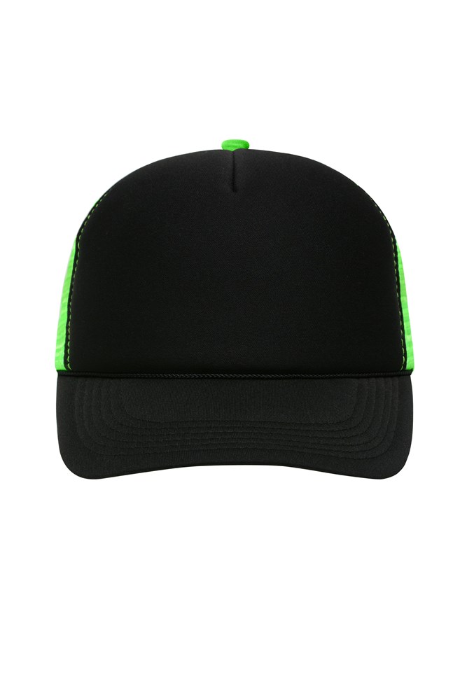 5 Panel Retro Mesh Cap - Black/neon-green (ca. Pantone blackC
802C)