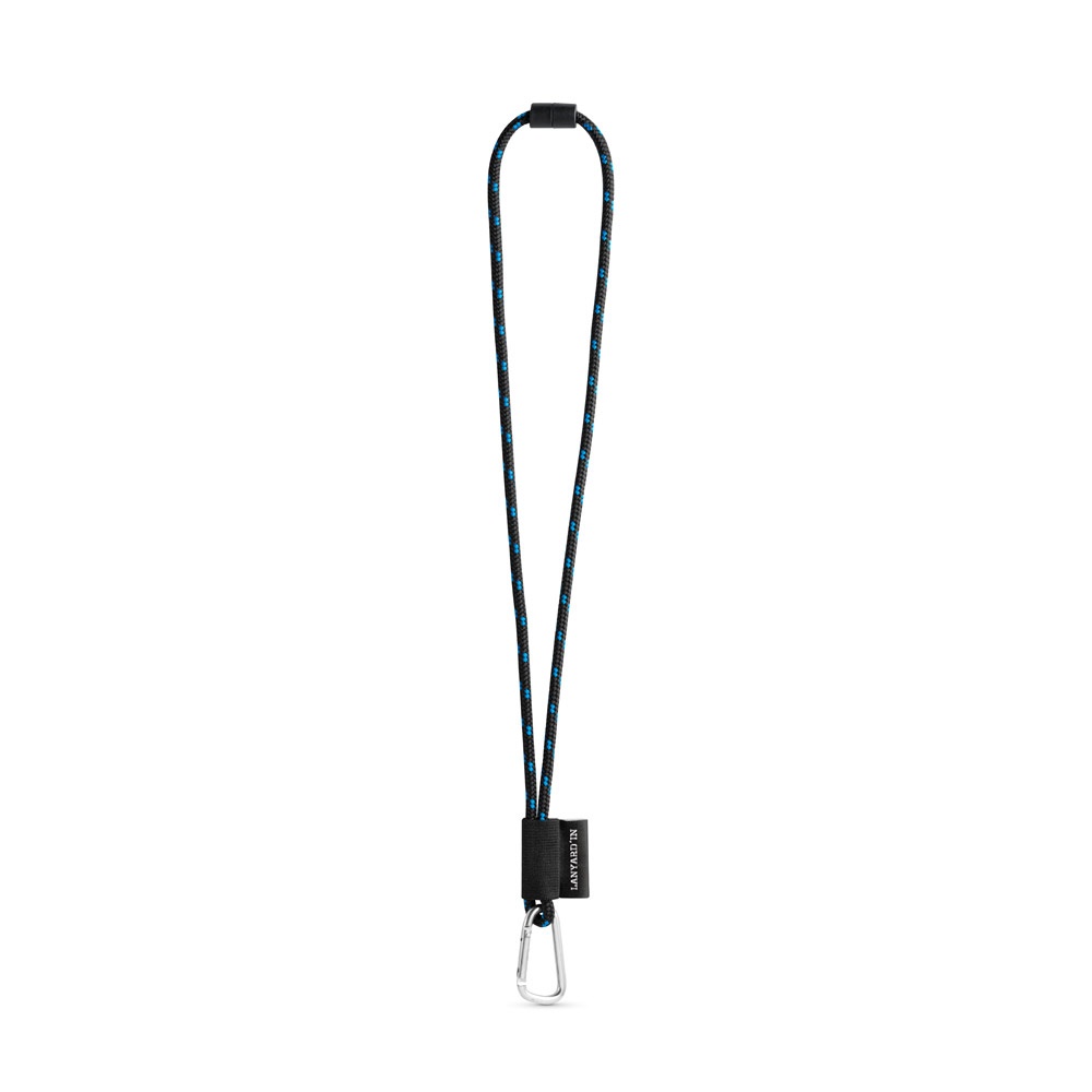 75091. SET Lanyard NAUTIC Long (Ø 7 mm) mit 55 mm D-förmigem Karabiner und Ø 7 mm Sicherheitsverschluss - Schwarz, Königsblau