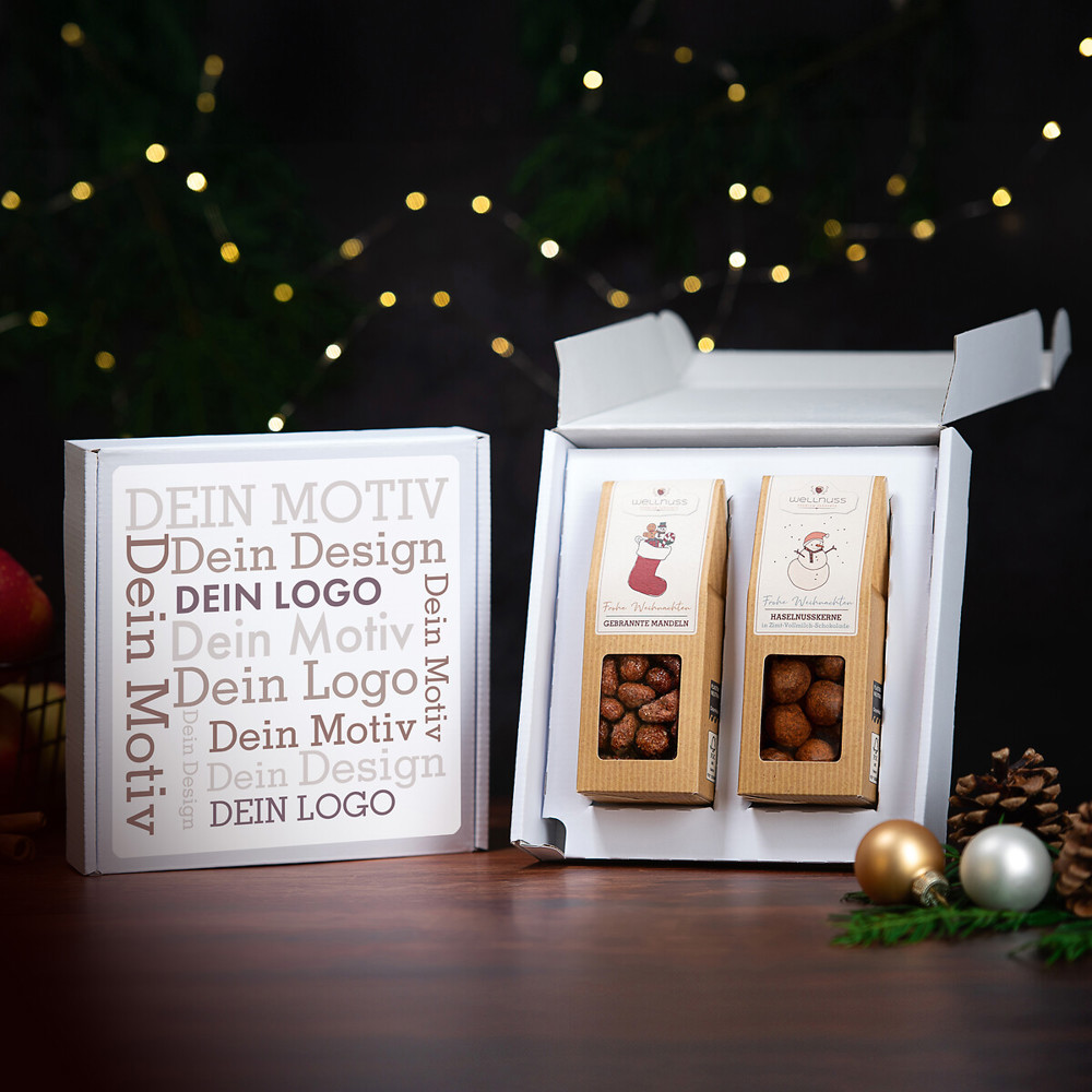 Geschenkkarton mit 2 Premium Snacks - Weihnachts-Edition