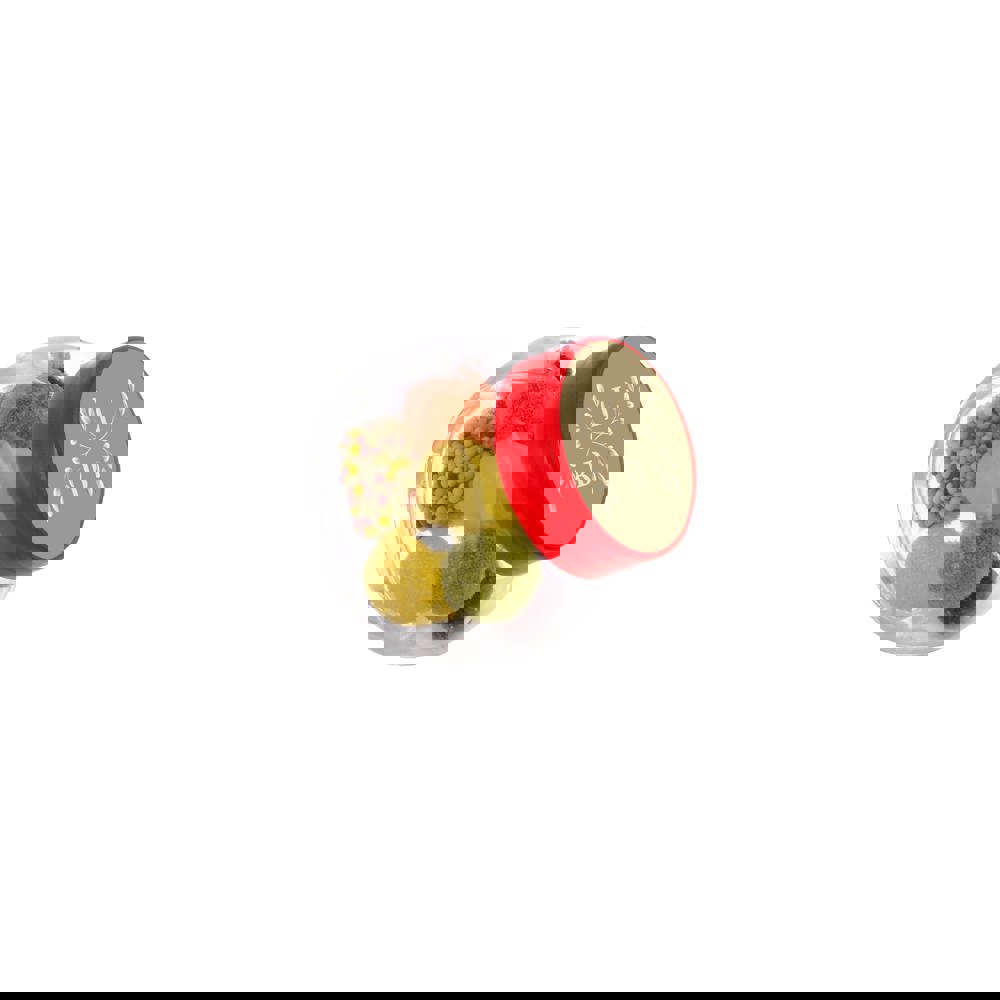 Mikro Glas 50 ml gefüllt mit Süßigkeiten - Transparent/Rot