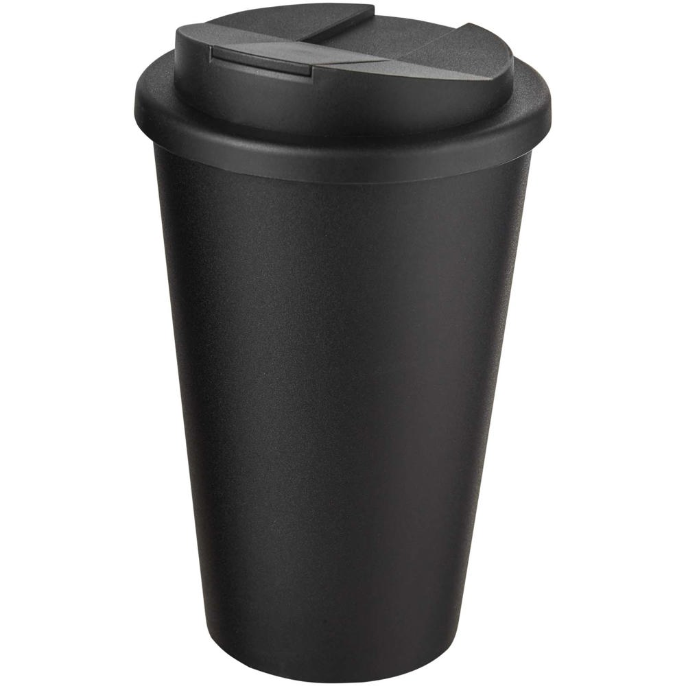 Americano® Eco 350 ml recycelter Becher mit auslaufsicherem Deckel - schwarz, schwarz