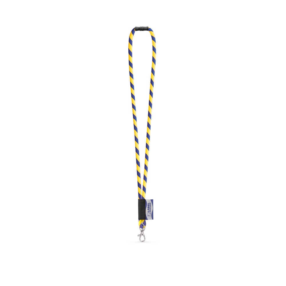 WISBECH. SET Lanyard Tube Long (Ø 7 mm) mit 9 mm Schnappkarabiner und Ø 7 mm Sicherheitsverschluss - Gelb Hexachrome, Königsblau