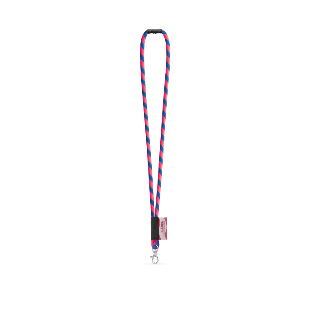 WISBECH. SET Lanyard Tube Long (Ø 7 mm) mit 9 mm Schnappkarabiner und Ø 7 mm Sicherheitsverschluss - Rosa Hexachrome, Königsblau
