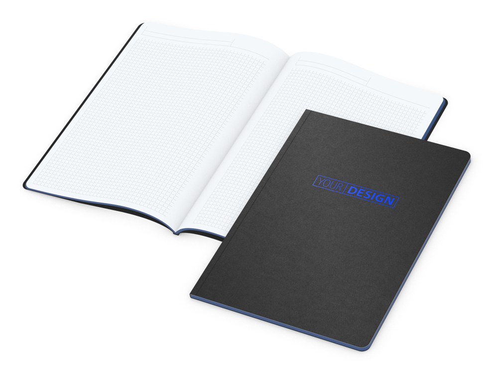Notizbuch Tablet-Book, A4, Winkelkaro, mittelblau, Prägung