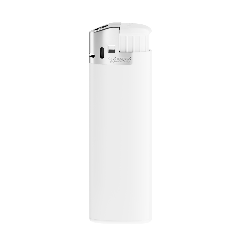 BIC® J38 Chrome Hood Feuerzeug - Corpus Weiss Opak/Boden Weiss/Drücker Weiss/Chromkappe