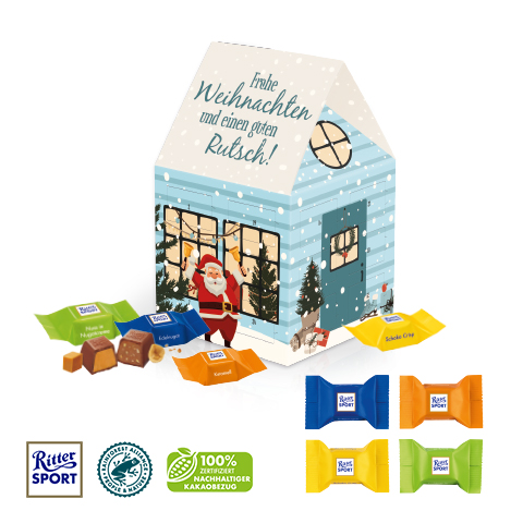 Adventskalender "Haus" mit Ritter SPORT Schokowürfel