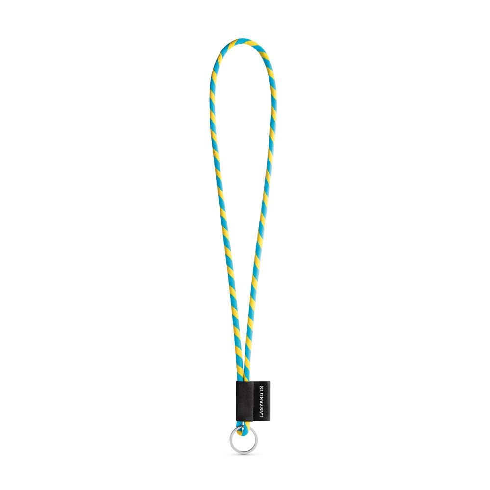 75093. SET Lanyard TUBE Lang (Ø 7 mm) mit Ring Ø 32 mm - Gelb, Hellblau