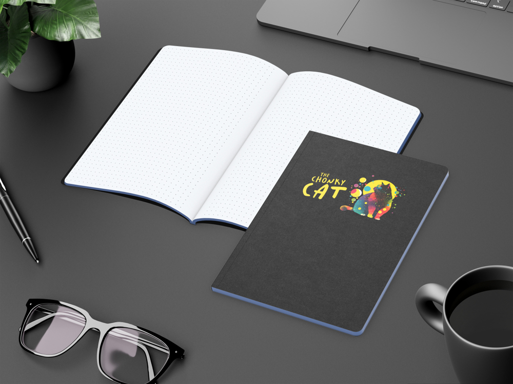 Notizbuch Tablet-Book, A5, Punktraster, mittelblau, Siebdruck-Digital