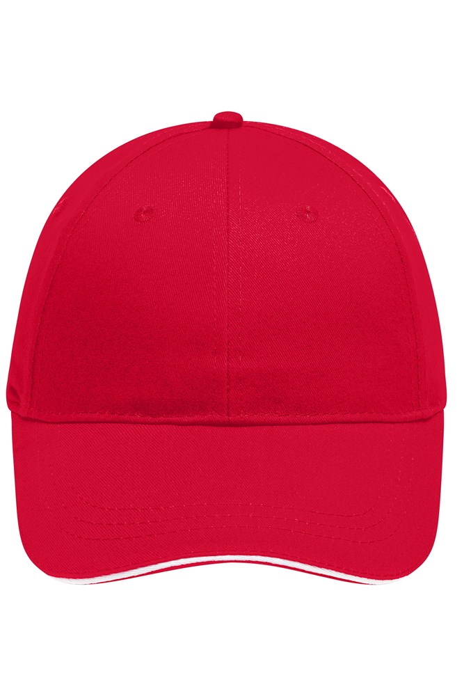 6 Panel Brushed Sandwich Cap - Red/white (ca. Pantone 186C
white)