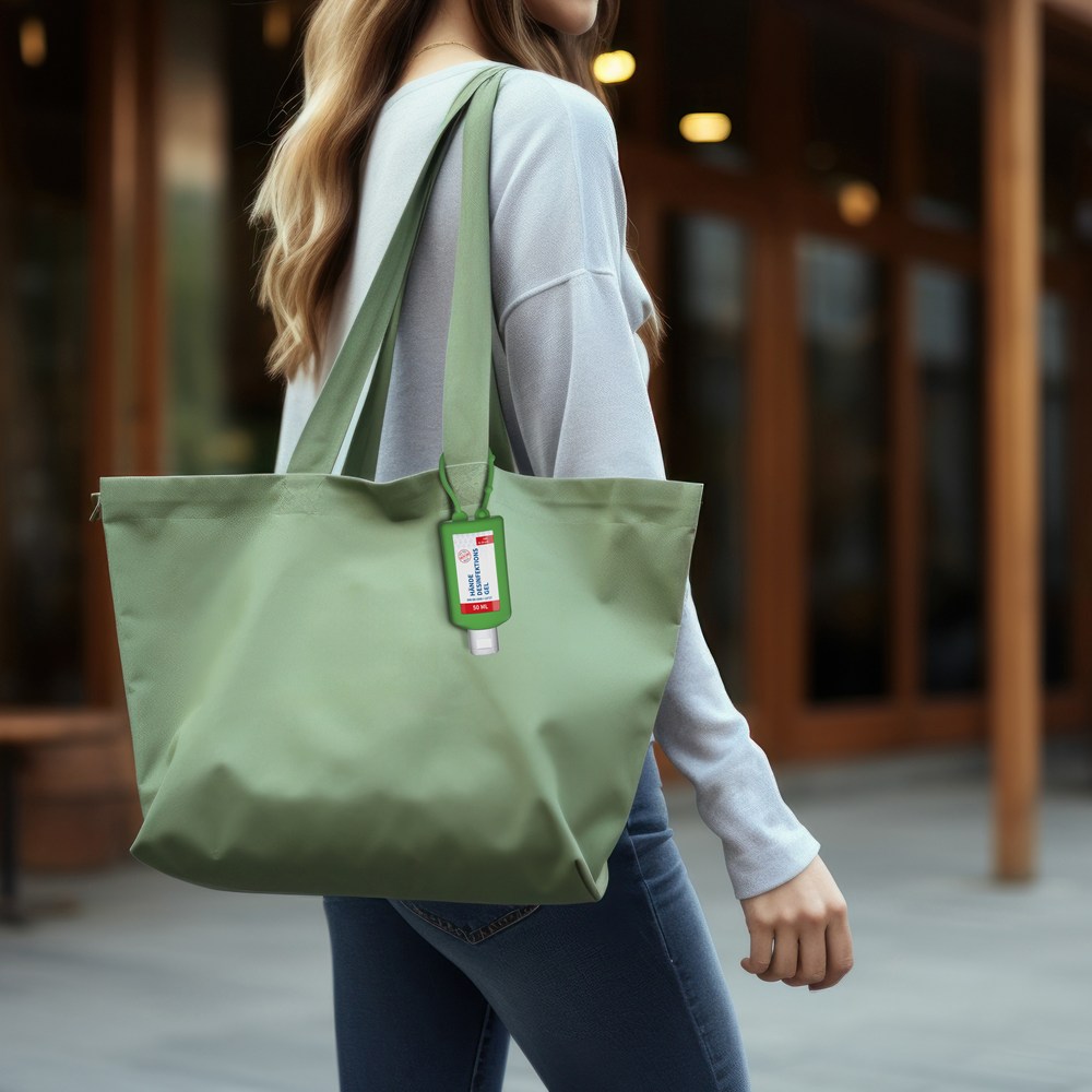 Hände-Desinfektionsgel (DIN EN 1500), 50 ml Bumper grün, Body Label (R-PET)