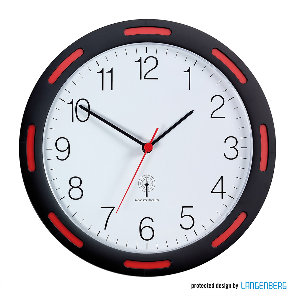 Funk-Wanduhr U-2248 - Schwarz/Rot