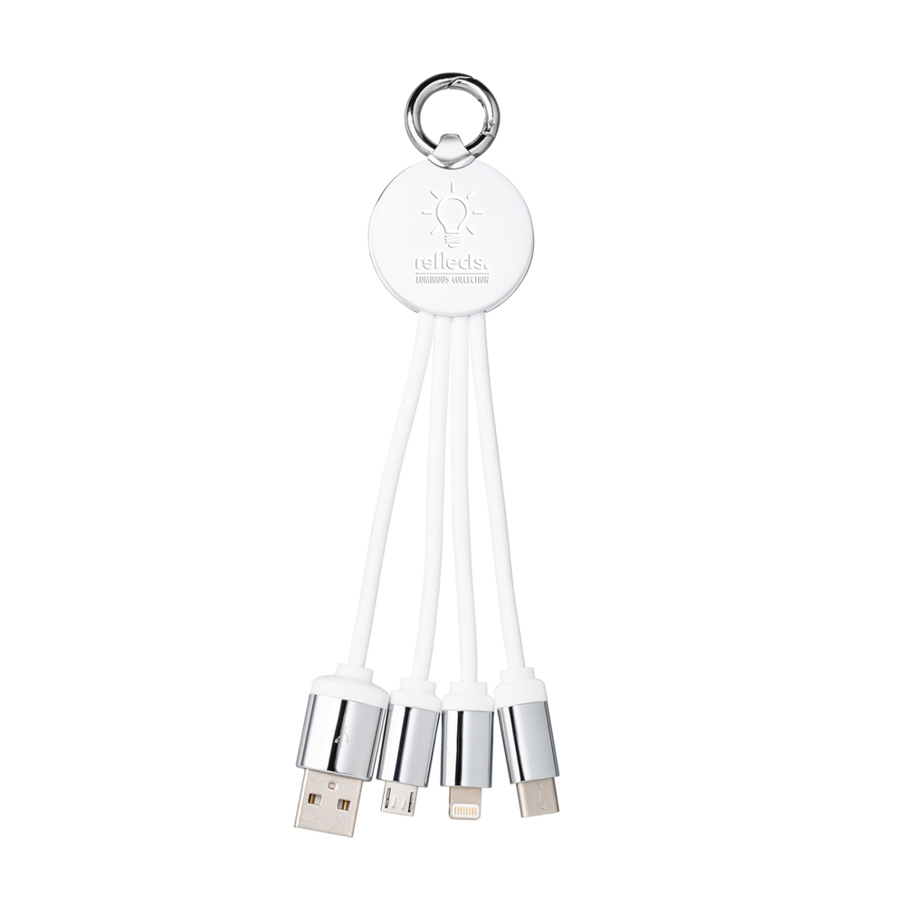 3-in-1 Ladekabel mit Beleuchtung REEVES-PUHALANI - silber, weiß / weiß / weiß