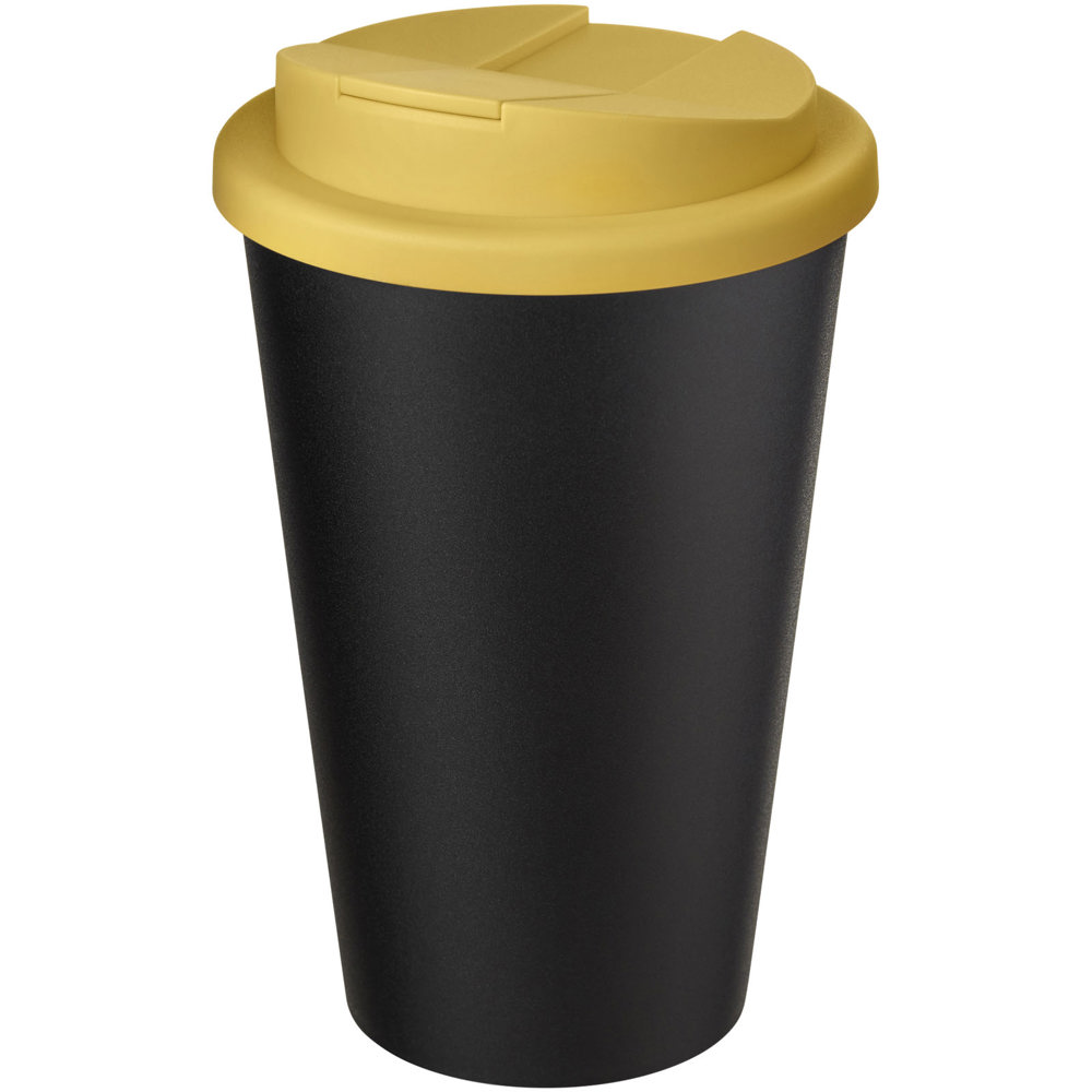 Americano® Eco 350 ml recycelter Becher mit auslaufsicherem Deckel - gelb, schwarz