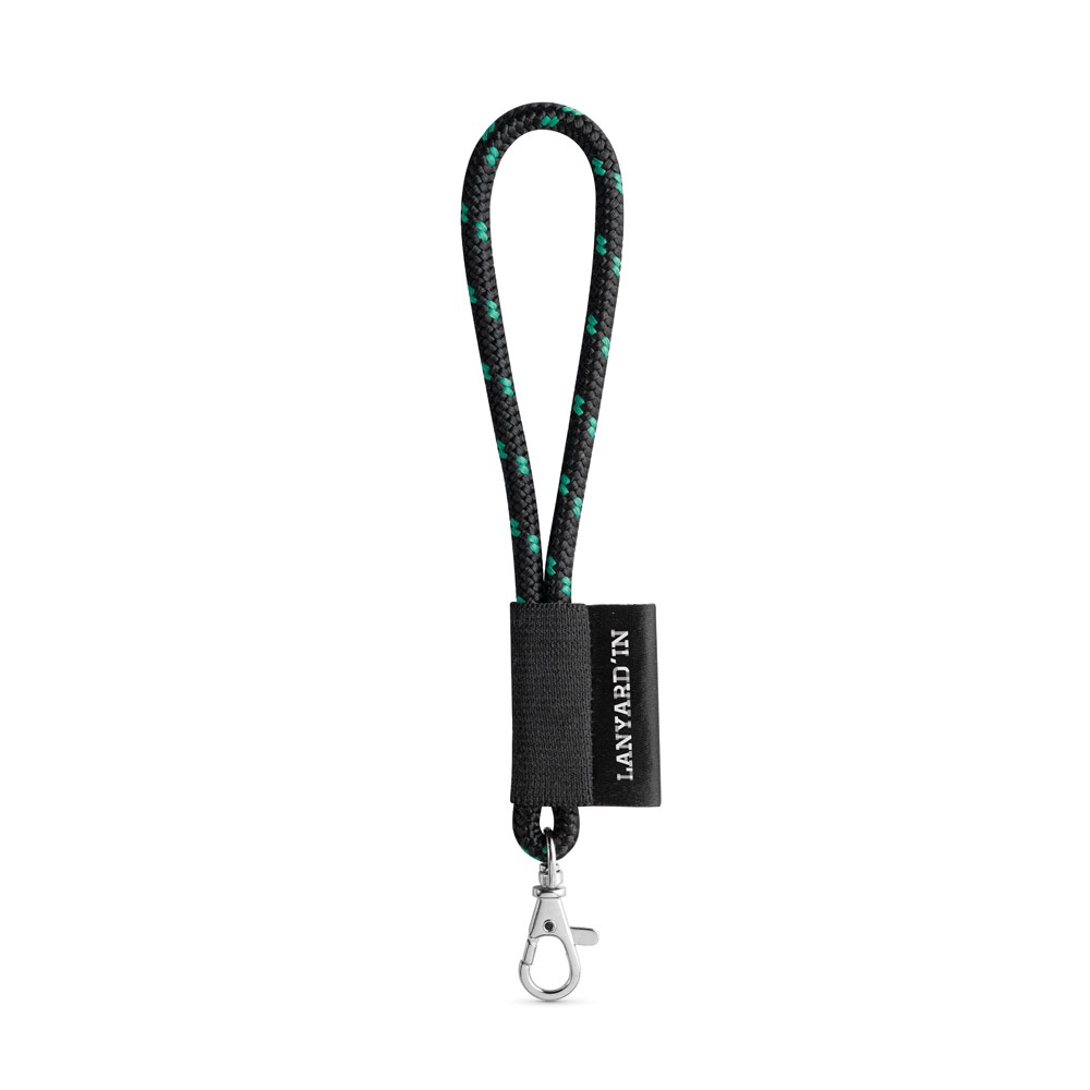 75092. Lanyard NAUTIC Short (Ø 7 mm) Set mit 9 mm Schnappkarabiner - Schwarz, Grün