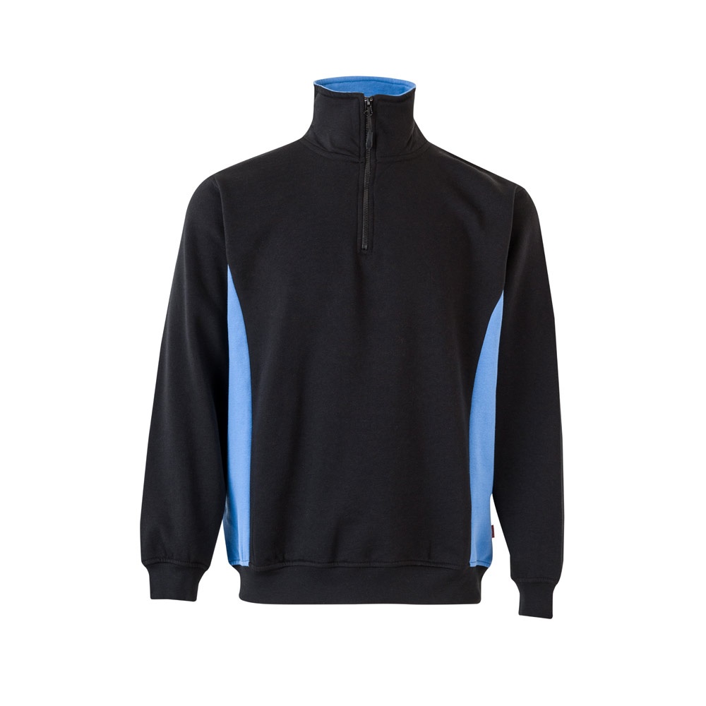 VL SVAROG. Zweifarbiges Frottee-Sweatshirt (260 g/m²), aus Polyester (65 %) und Baumwolle (35 %) - schwarz, hellblau