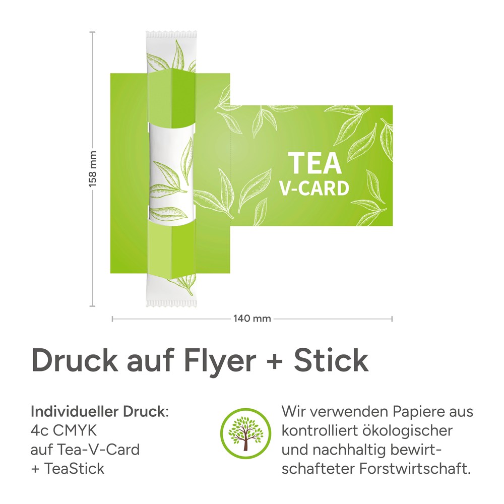 Tea-V-Card Visitenkarte inkl. 1 TeaStick "Individ. Design"