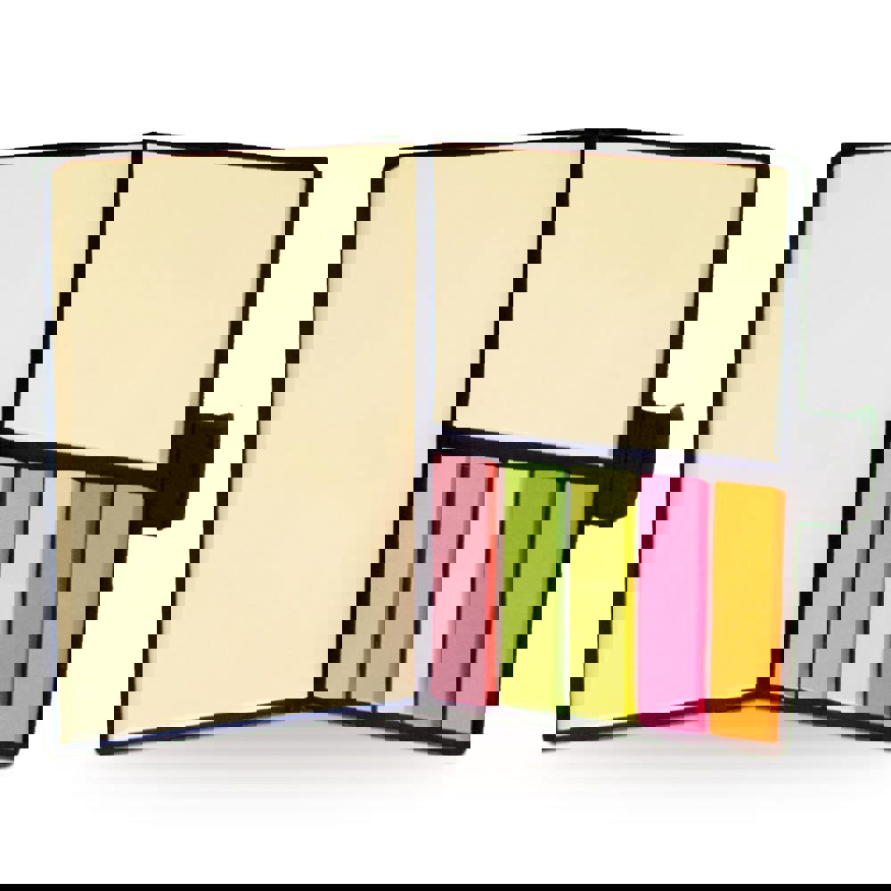 Notizbuch mit Haftnotizen - schwarz